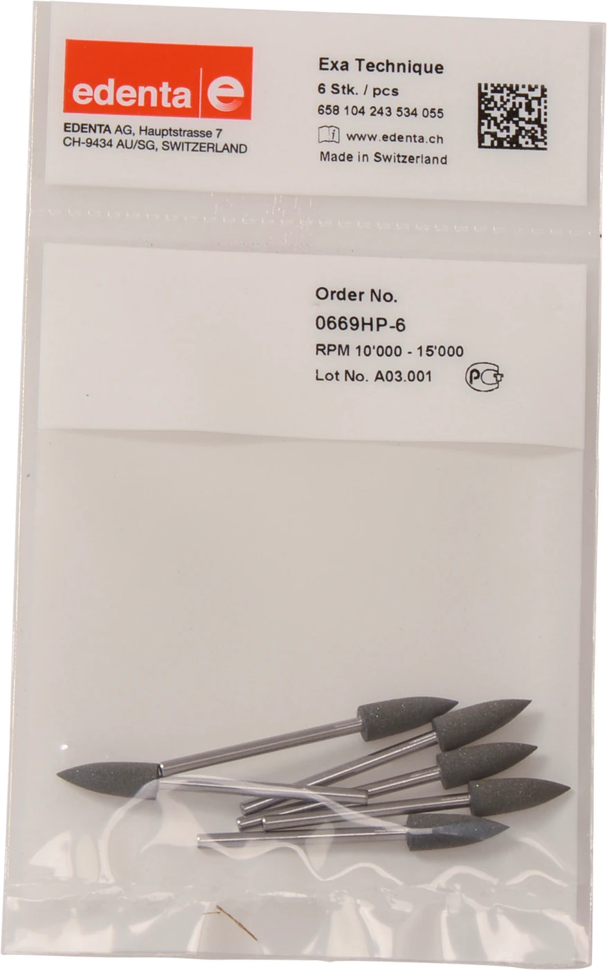 Exa Technique Packung 6 Stück grau mittel, HP, Figur 243, 15,5 mm, ISO 055