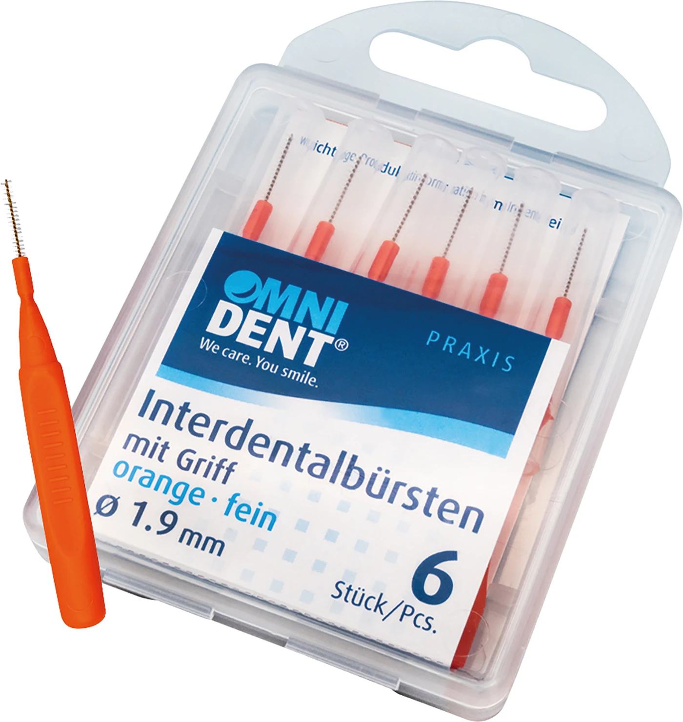 Interdentalbürsten mit Griff Packung 6 Stück orange, fein