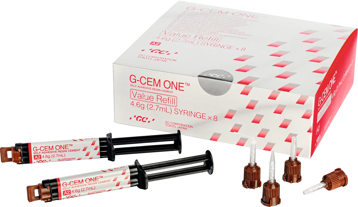 GC G-CEM ONE™ Nachfüllpackung Value 8 x 4,6 g Spritze A2, 60 GC Automix Tips regular, 20 GC Automix Endo Tips