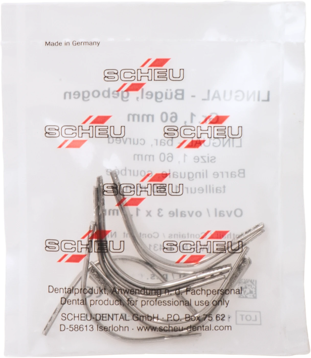 Lingualbügel Packung 10 Stück 6 cm, gebogen Lingualbügel Packung 10 Stück 6 cm, gebogen
