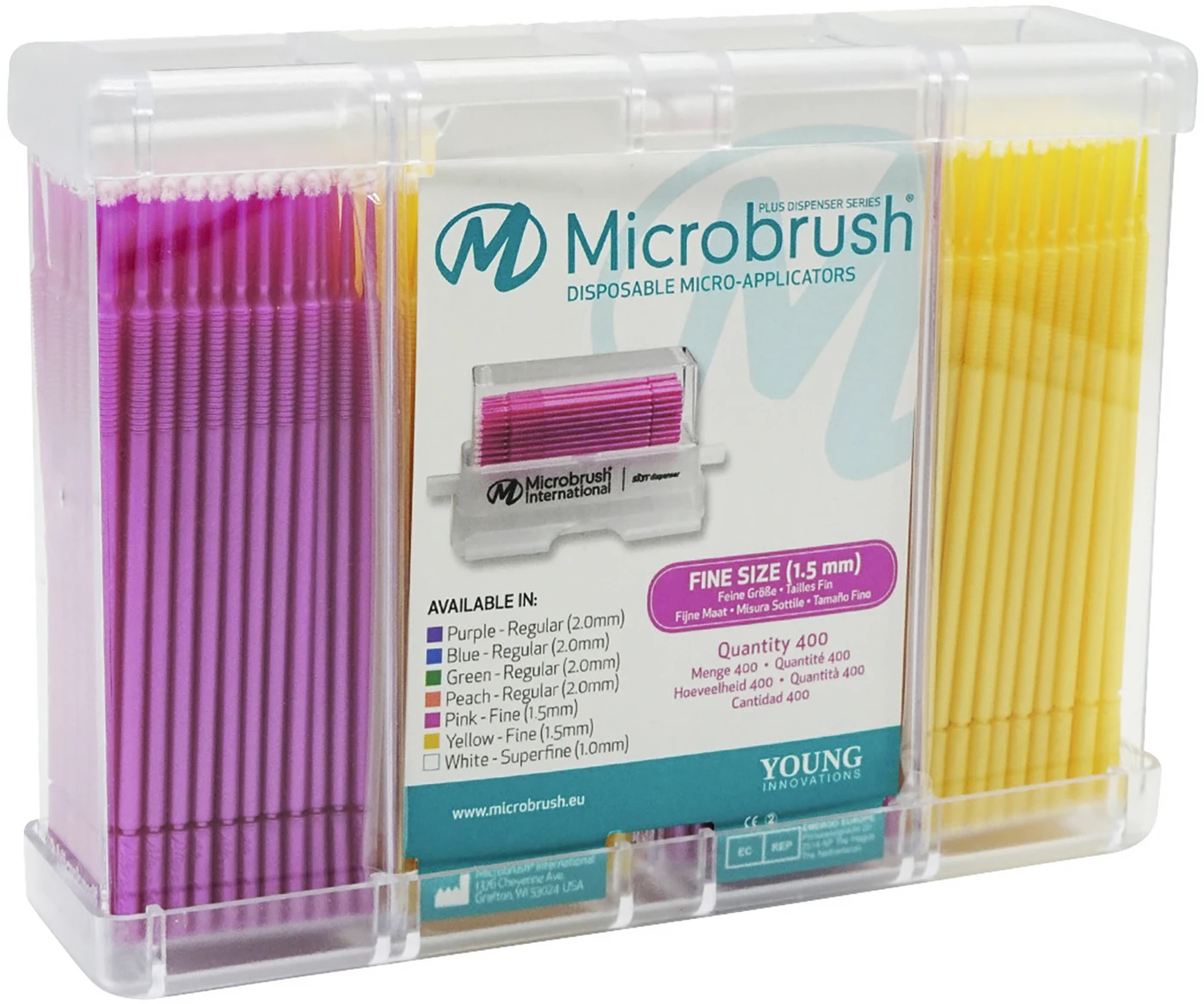 Microbrush® Applikatoren Plus Serie Packung 400 Stück pink/gelb, fein