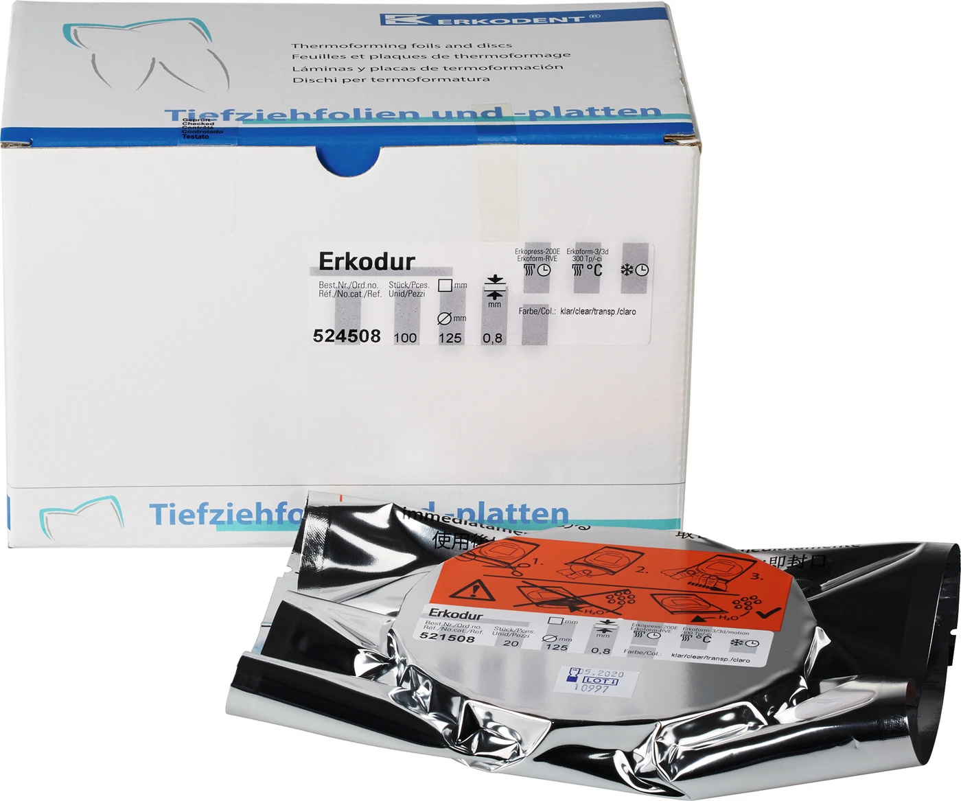 Erkodur Packung 100 Stück klar, Ø 125 mm, Stärke 0,8 mm