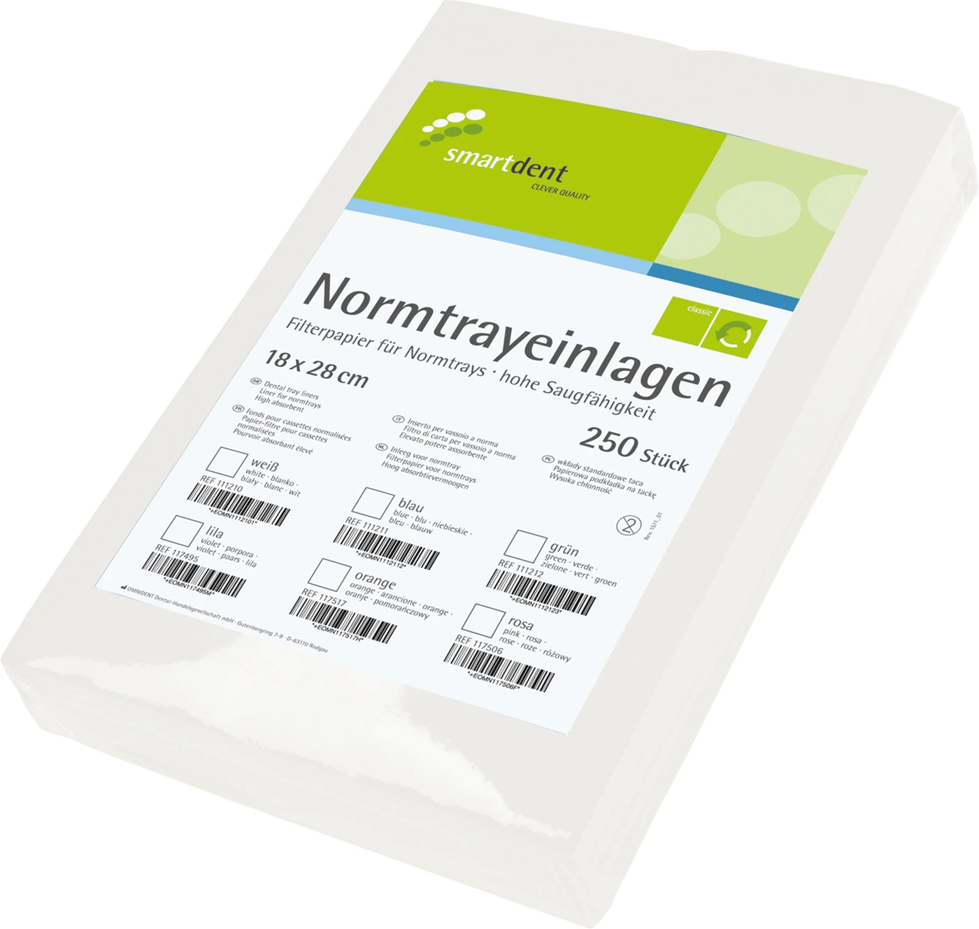 smart Normtrayeinlagen Packung 250 Stück 28 x 18 cm, weiß