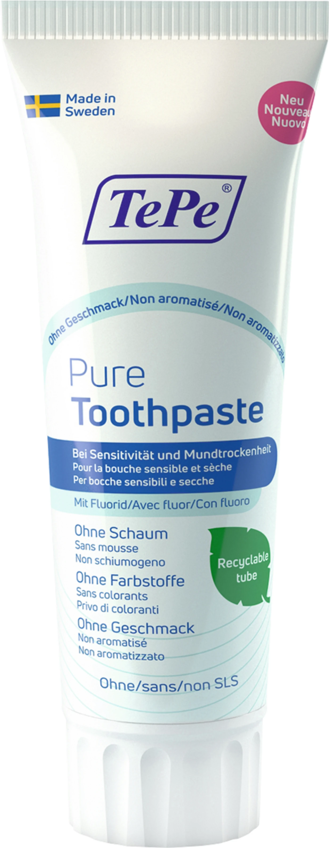 TePe® Pure Zahnpasta Tube 75 ml ohne Geschmack TePe® Pure Zahnpasta Tube 75 ml ohne Geschmack