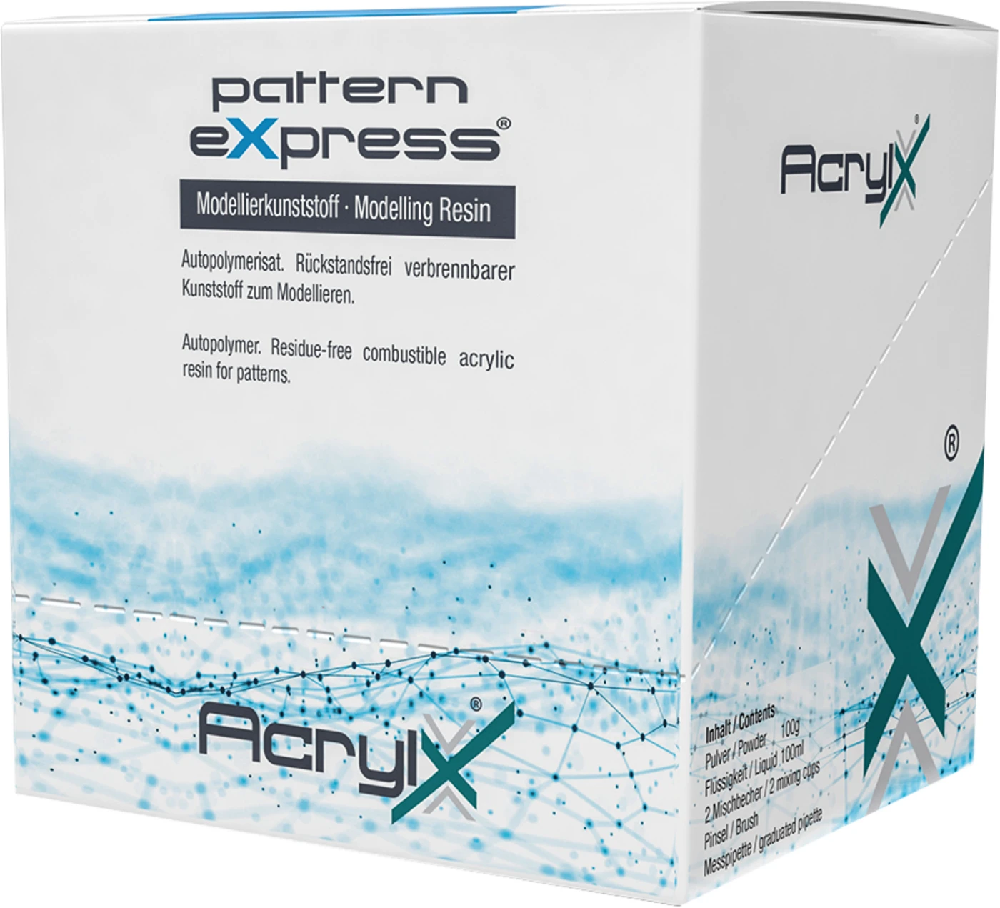 pattern eXpress® Laborpackung 100g Pulver rot, 100ml Flüssigkeit inklusive Zubehör