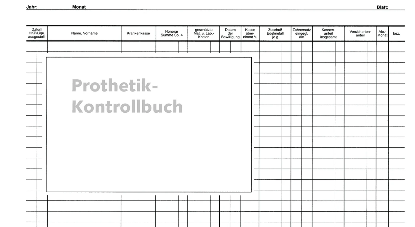 Einlageblatt Prothetik-Kontrollbuch Packung 50 Stück