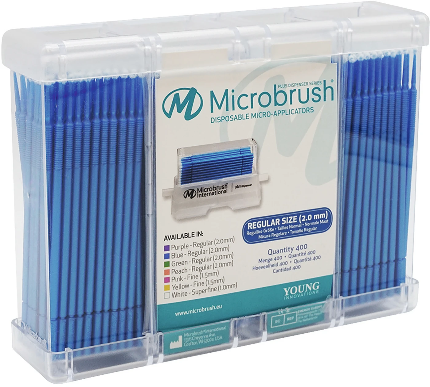 Microbrush® Applikatoren Plus Serie Packung 400 Stück blau, regulär 2 mm