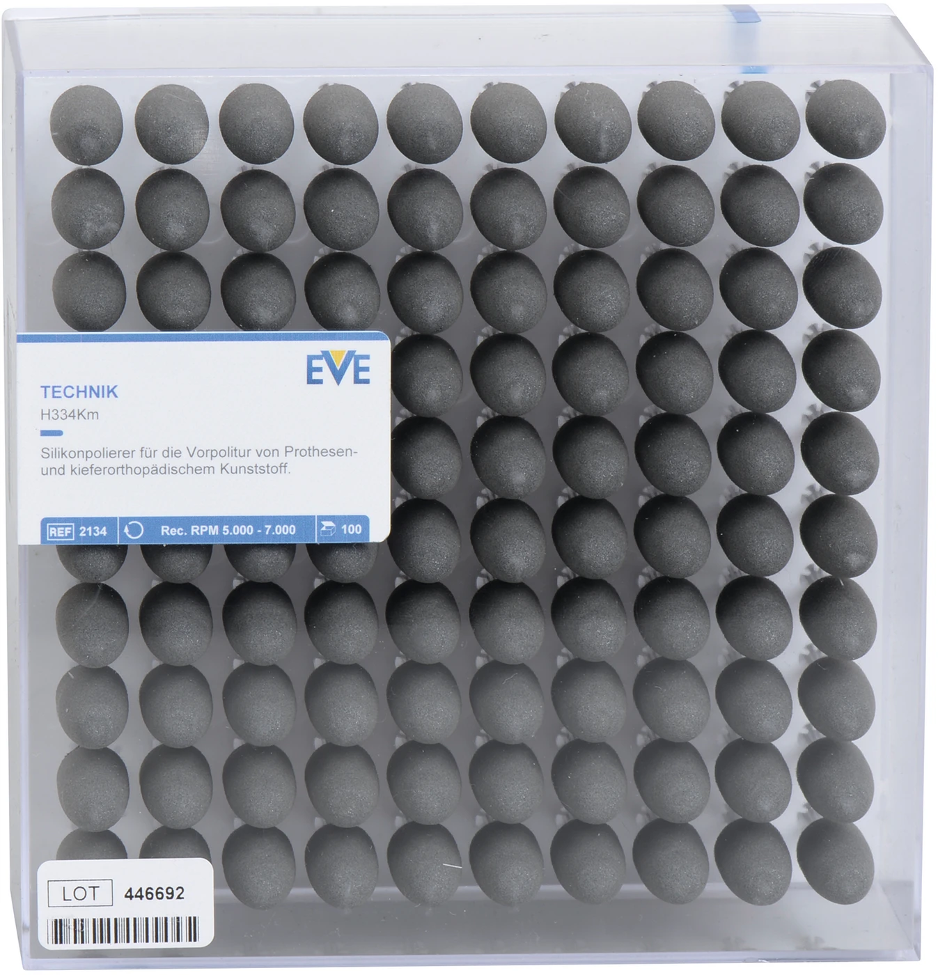 EVE TECHNIK Packung 100 Stück grau mittel, HP, Figur Granate, 10 x 24 mm