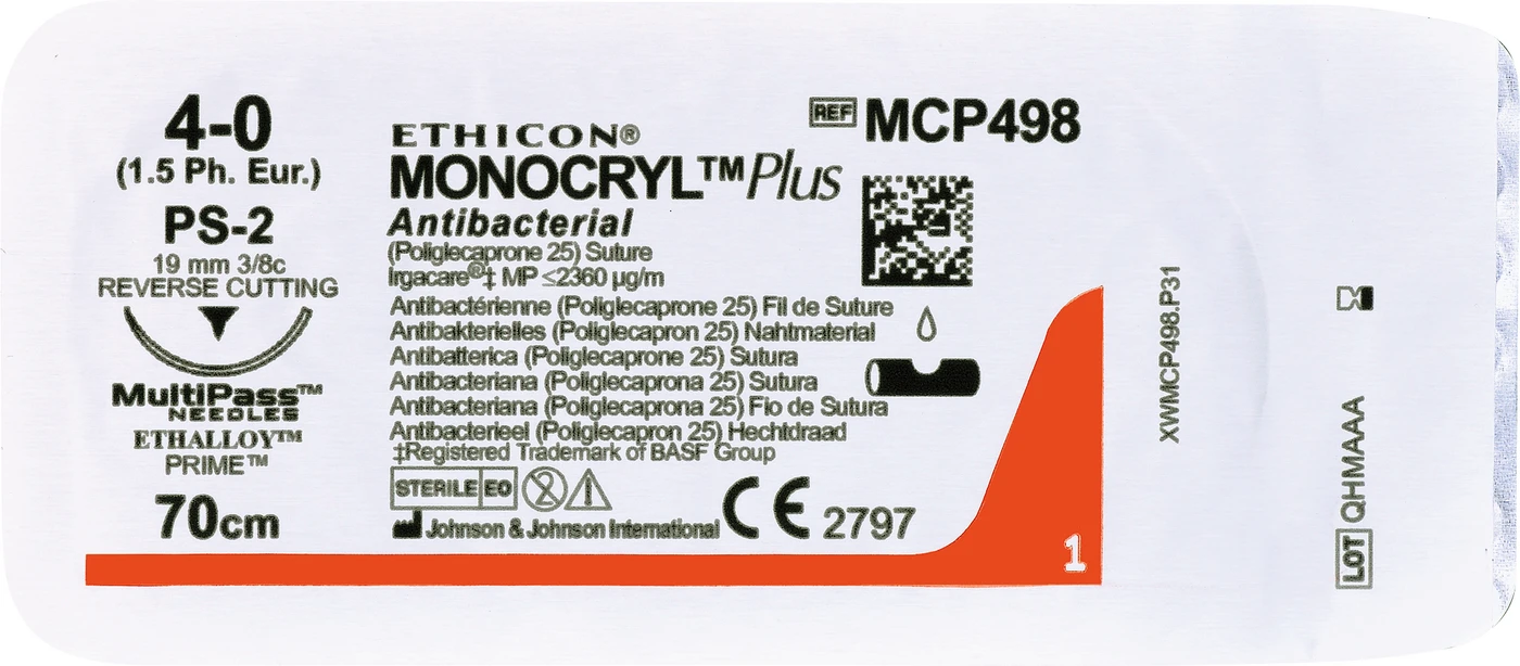 MONOCRYL PLUS Packung 36 Stück ungefärbt, 45 cm, P3 VISI-BLACK, USP 5-0, Stärke 1,5 MONOCRYL PLUS Packung 36 Stück ungefärbt, 45 cm, P3 VISI-BLACK, USP 5-0, Stärke 1,5