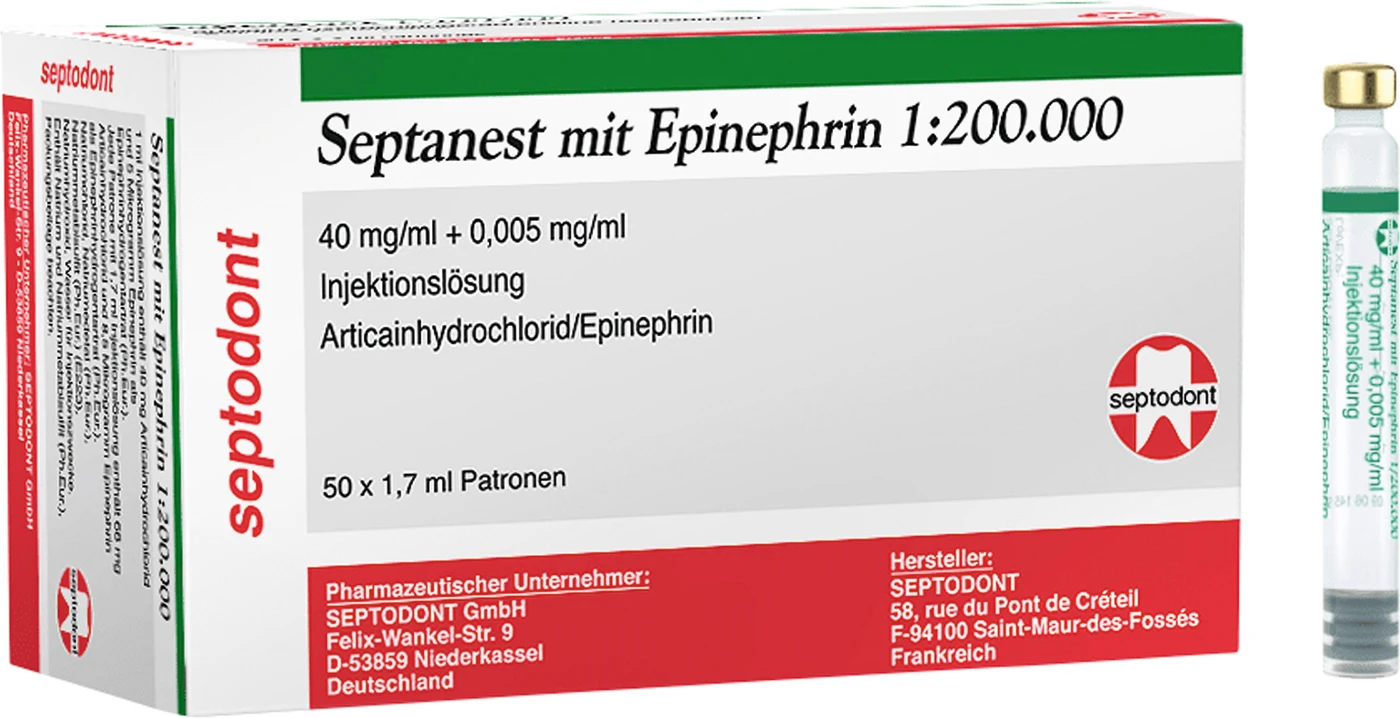 Septanest mit Epinephrin Packung 50 x 1,7 ml 1:200.000