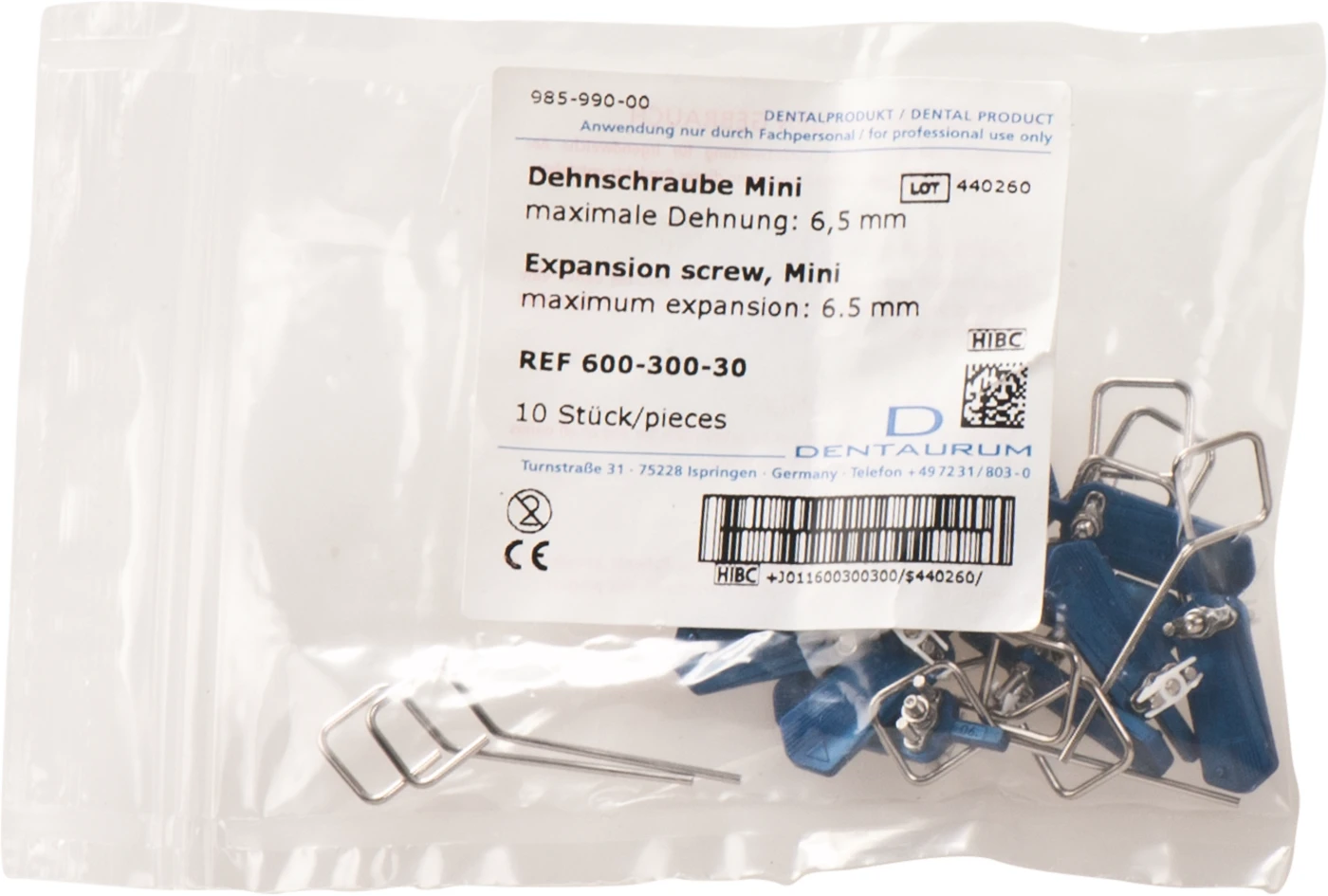 Dehnschrauben Edelstahl Packung 10 Schrauben mini, Maximale Dehnung 6,5 mm