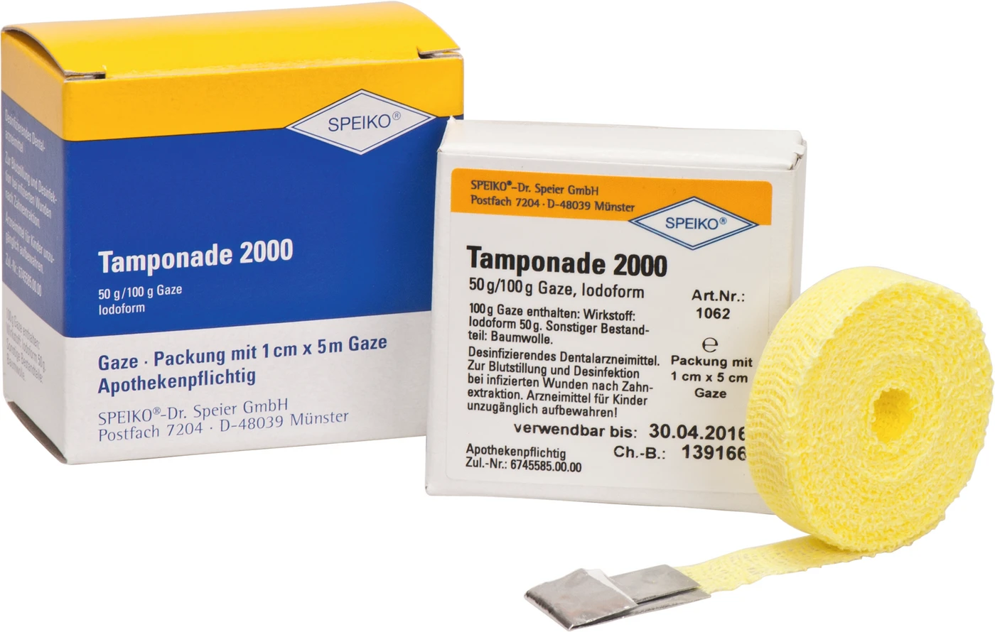 Tamponade 2000 Iodoformgetränkt Packung 5 m Tamponade 1 cm