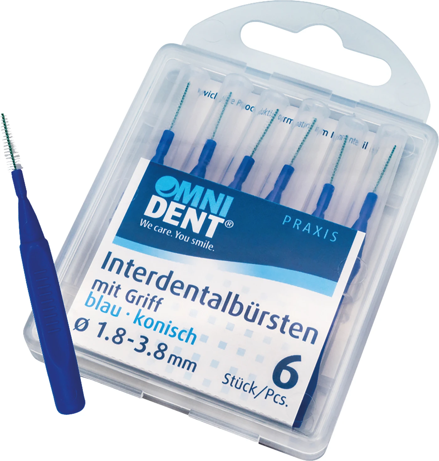 Interdentalbürsten mit Griff Packung 6 Stück blau, konisch