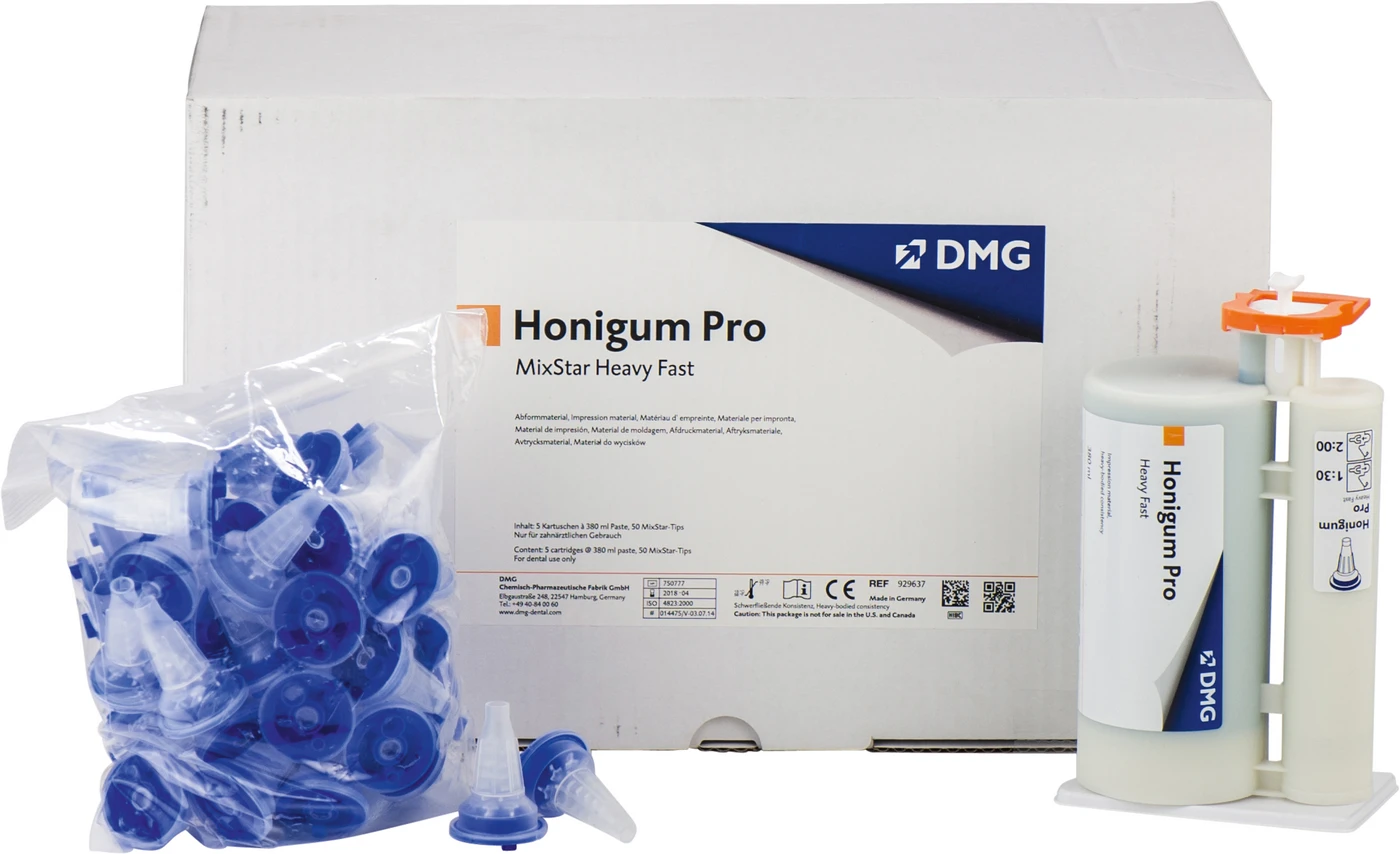 Honigum Pro Heavy Vorteilspackung 5 x 380 ml Doppelkartusche Fast, 50 MixStar-Tips