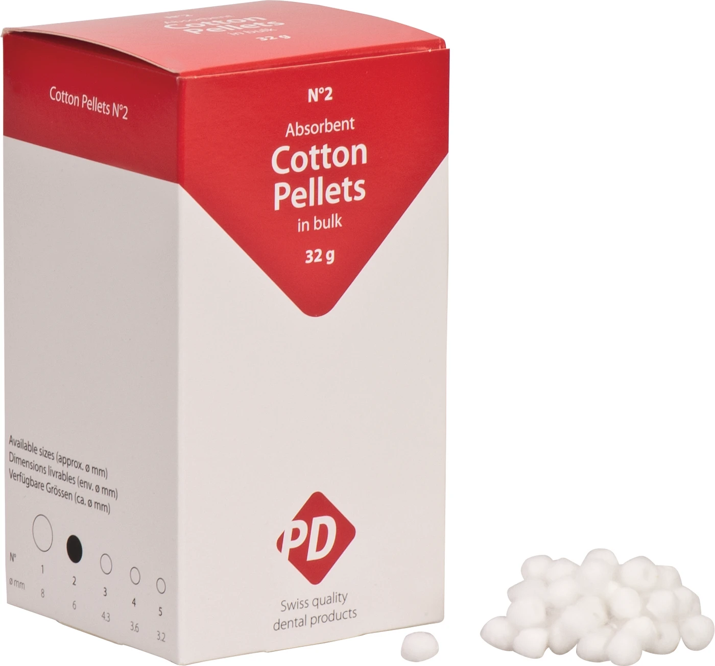 PD Wattekügelchen Bulkpackung 32 g Ø 6 mm, Größe 2