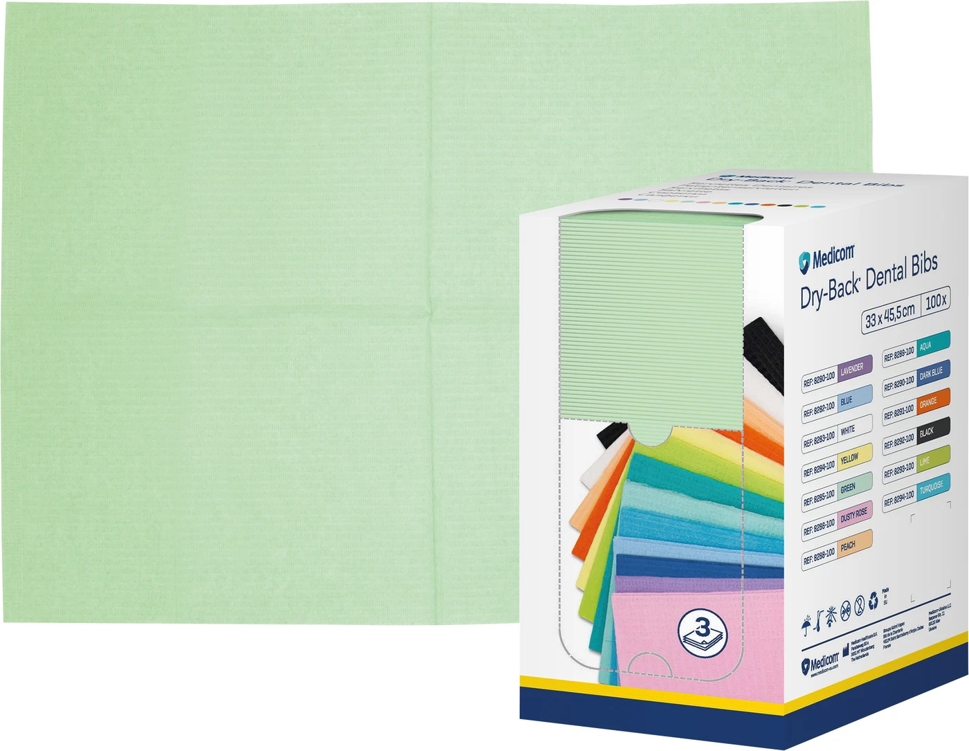 Medicom® Dry-Back® Patientenservietten Karton 100 Stück grün, 33 x 45,5 cm