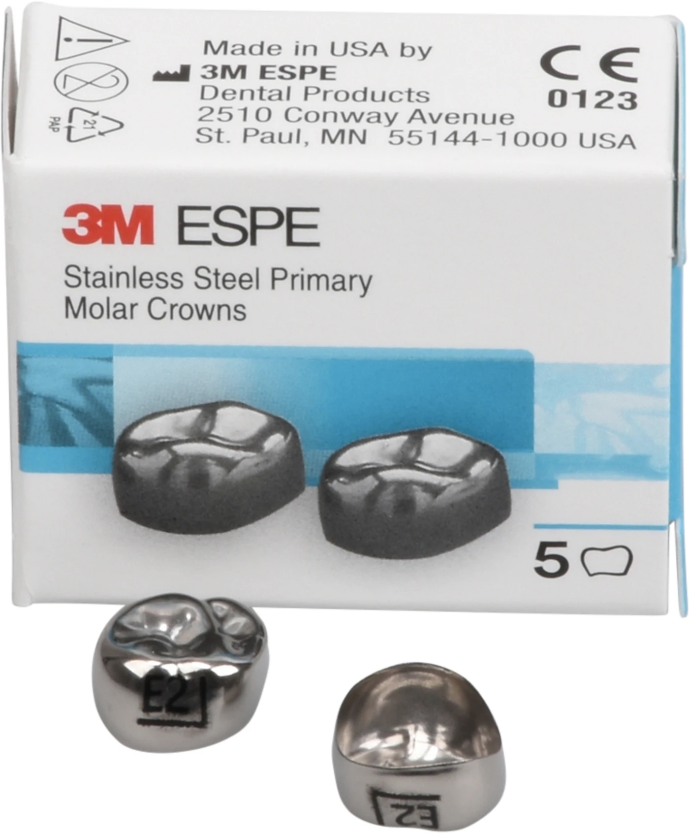 Edelstahlkronen Packung 5 Stück E-UR-2, für Milchmolaren