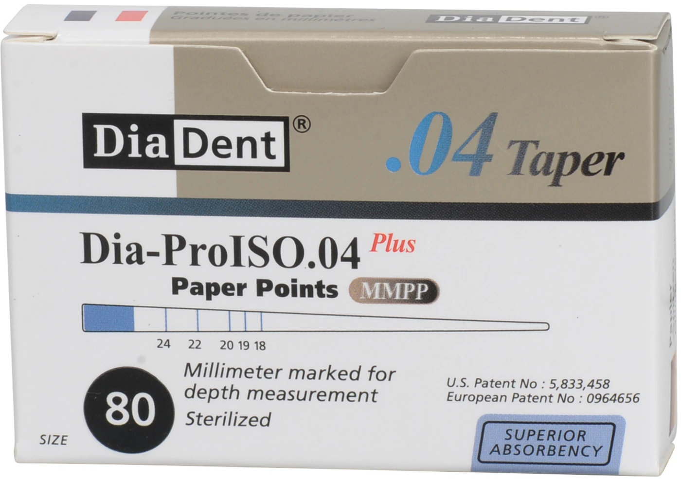 DiaDent® Dia-Pro Paper Points Packung 100 Stück Taper.04, ISO 080