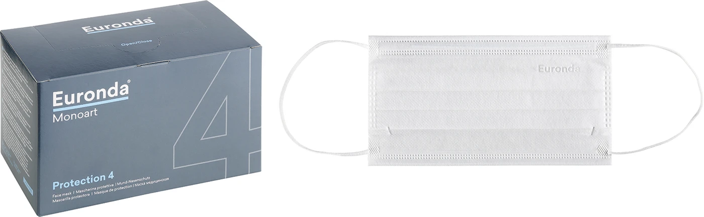 Monoart® Mundschutz Pro 4 Perfect Fit Box 50 Stück mit Gummizug, weiß Monoart® Mundschutz Pro 4 Perfect Fit Box 50 Stück mit Gummizug, weiß