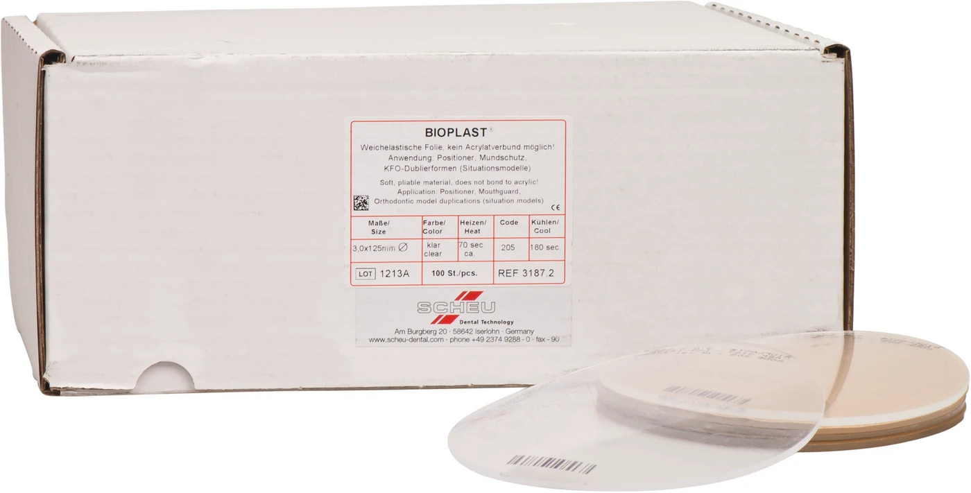 BIOPLAST® Packung 100 Stück klar, rund, Ø 125 mm, Stärke 3 mm