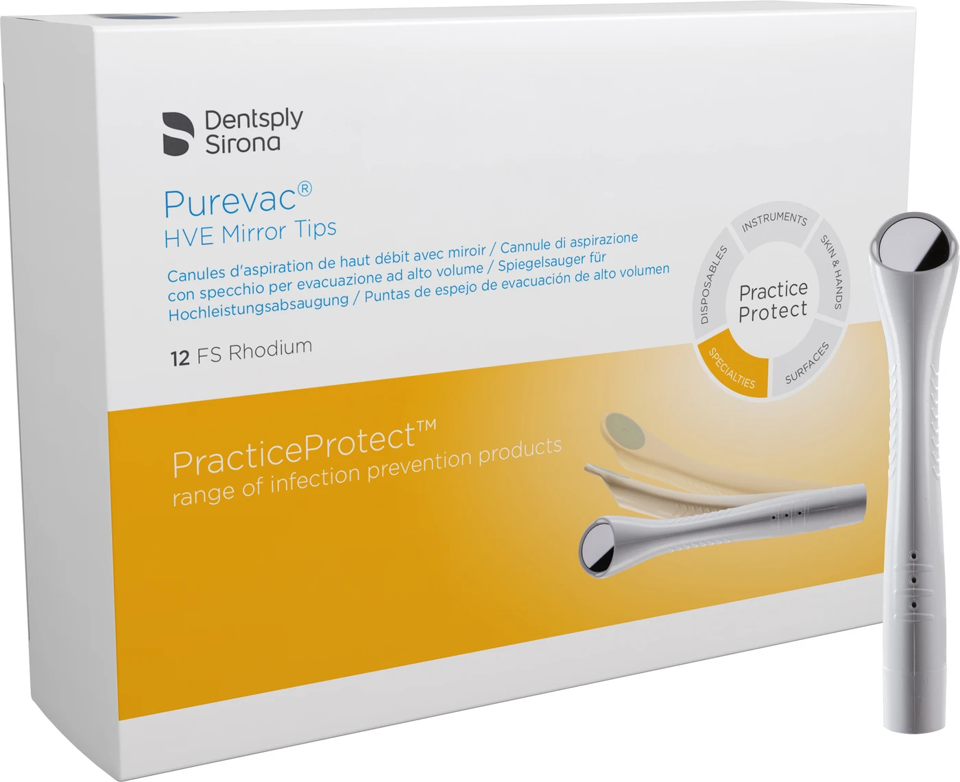 Purevac® HVE Spiegelsauger Packung 12 Stück FS Rhodium