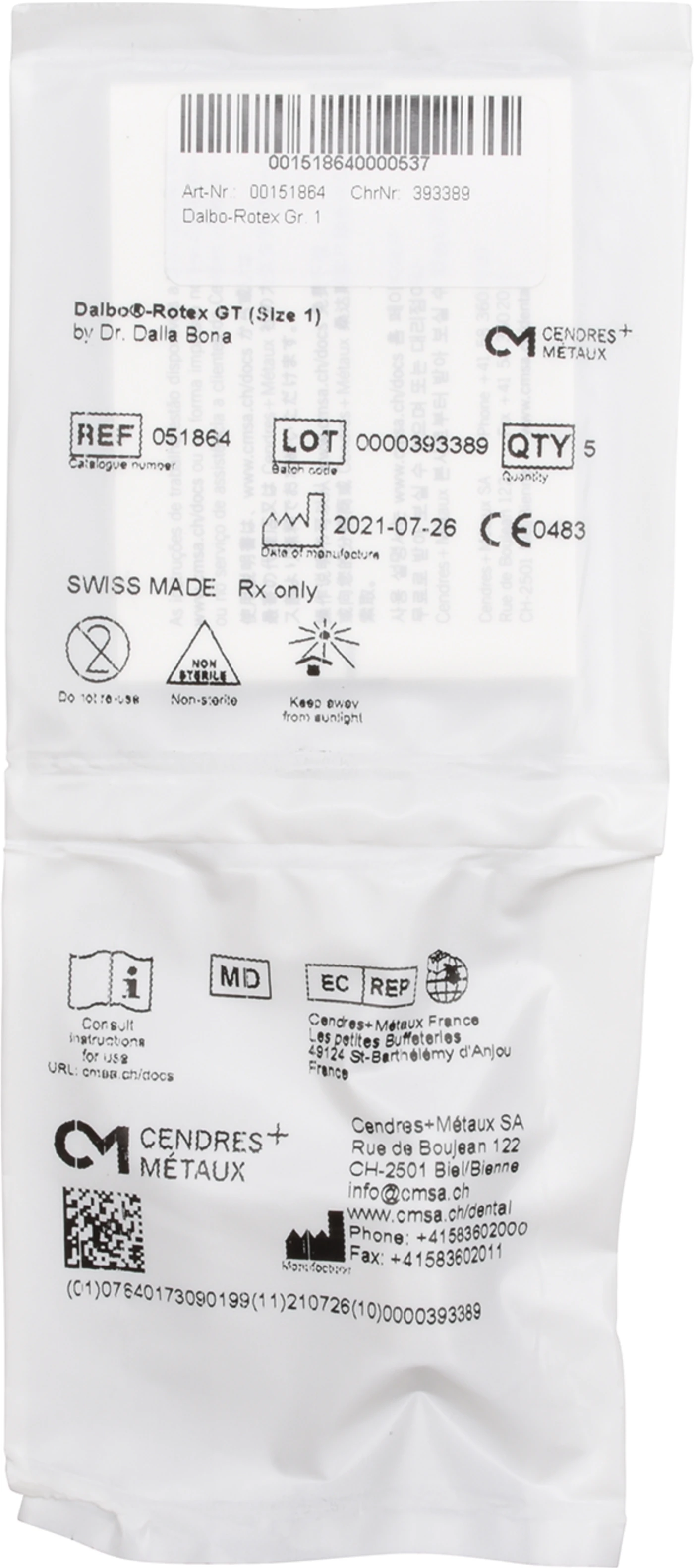 Dalbo®-Rotex® Packung 5 Dalbo-Rotex GT nach Dr. Dalla Bona, 9,35 mm Größe 1 Dalbo®-Rotex® Packung 5 Dalbo-Rotex GT nach Dr. Dalla Bona, 9,35 mm Größe 1