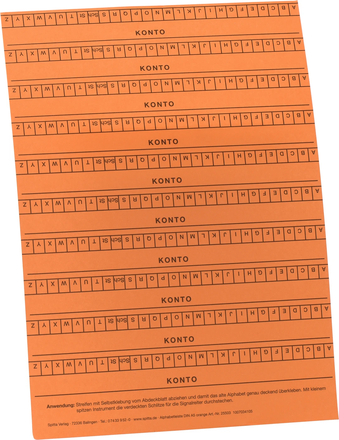 Alphabetleisten DIN A5 Packung 10 Stück orange