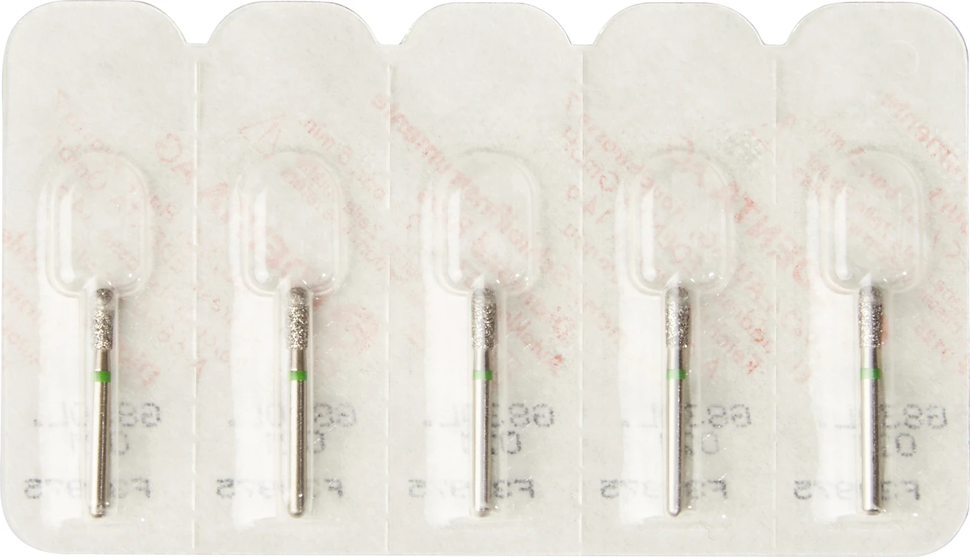 Diamanten 830L Packung 5 Stück grün grob, FG, Figur 239 Birne lang, 5 mm, ISO 021
