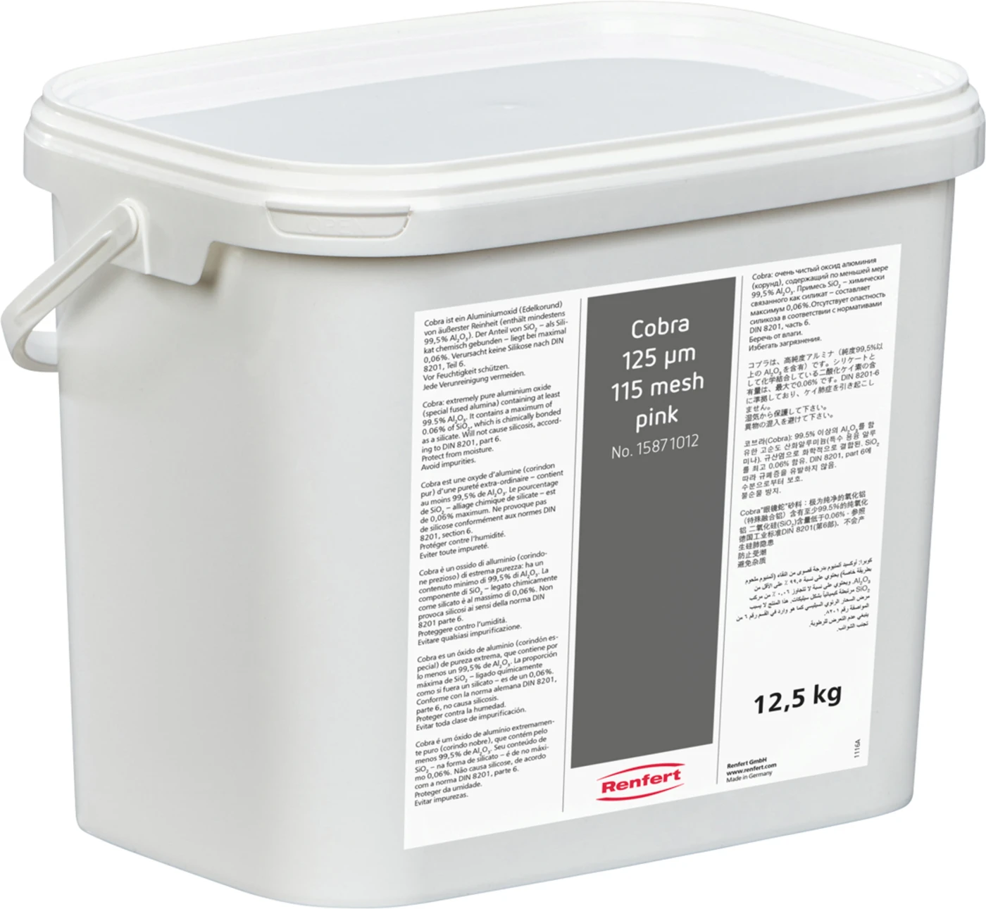 Cobra Aluoxid Eimer 12,5 kg 125 µm