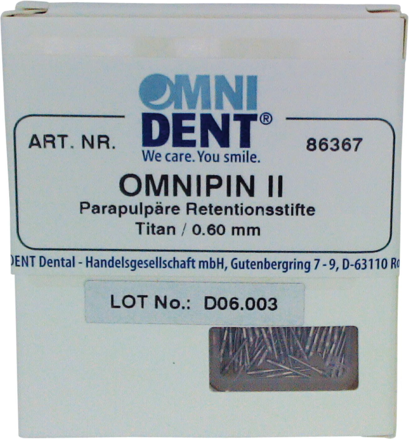 OMNIPIN II Nachfüllpackung 100 Stück Titan, .021"/0,6 mm