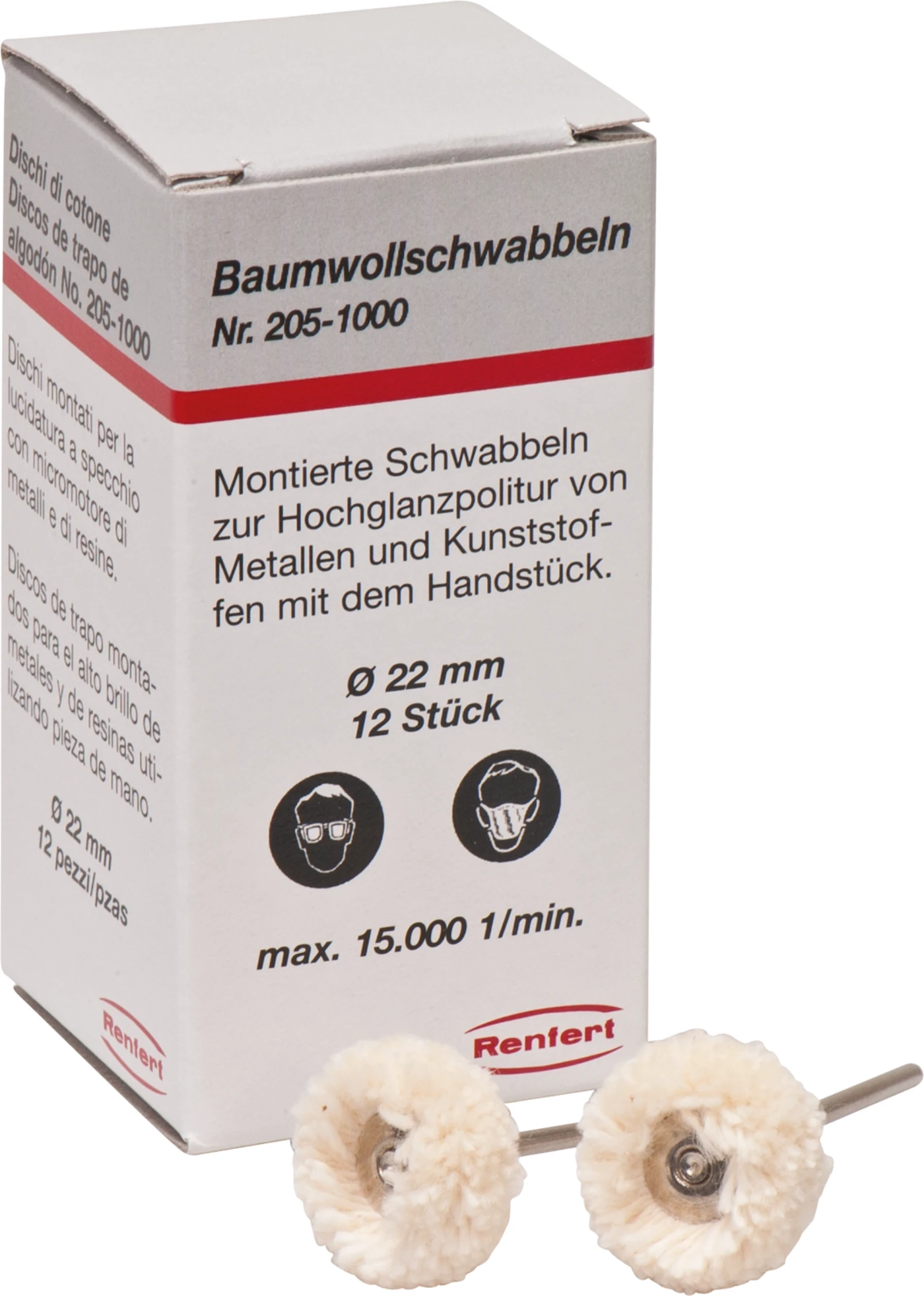 Baumwollschwabbel Packung 12 Stück, HP, Ø 22 mm