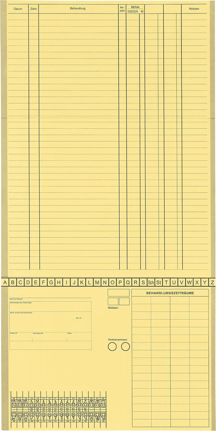 Kartei-Faltmappe A5 Dental & Medico Packung 100 Stück Dental, gelb