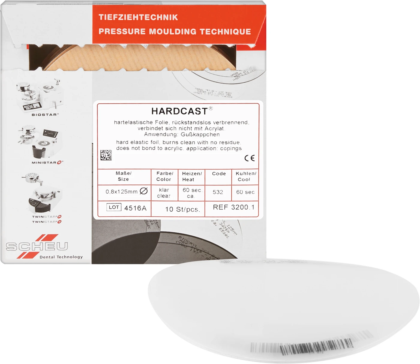 HARDCAST® Packung 10 Stück rund Ø 125 mm, Stärke 0,8 mm HARDCAST® Packung 10 Stück rund Ø 125 mm, Stärke 0,8 mm