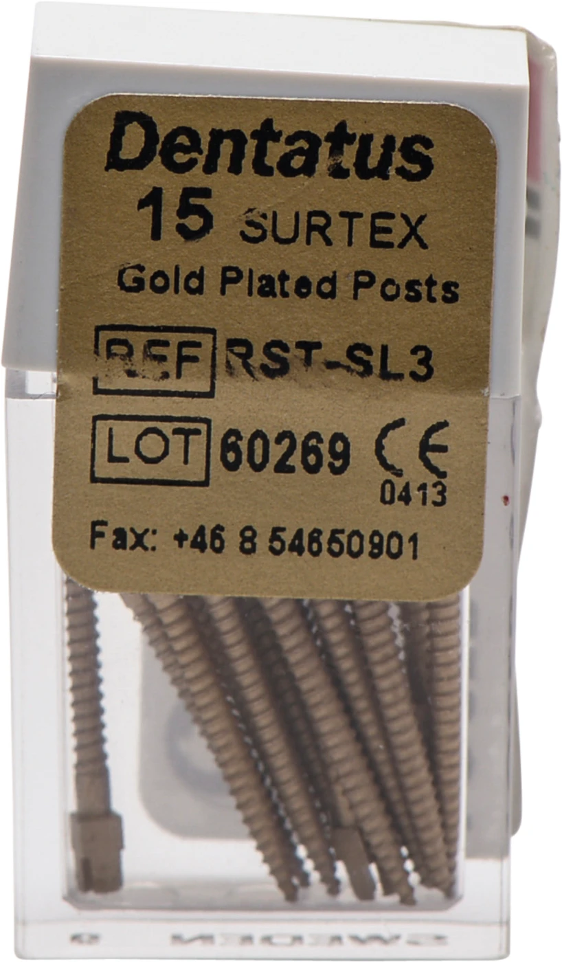 Classic Surtex vergoldete Wurzelstifte Packung 15 Stück 17 mm, Ø 1,35 mm, Größe 3