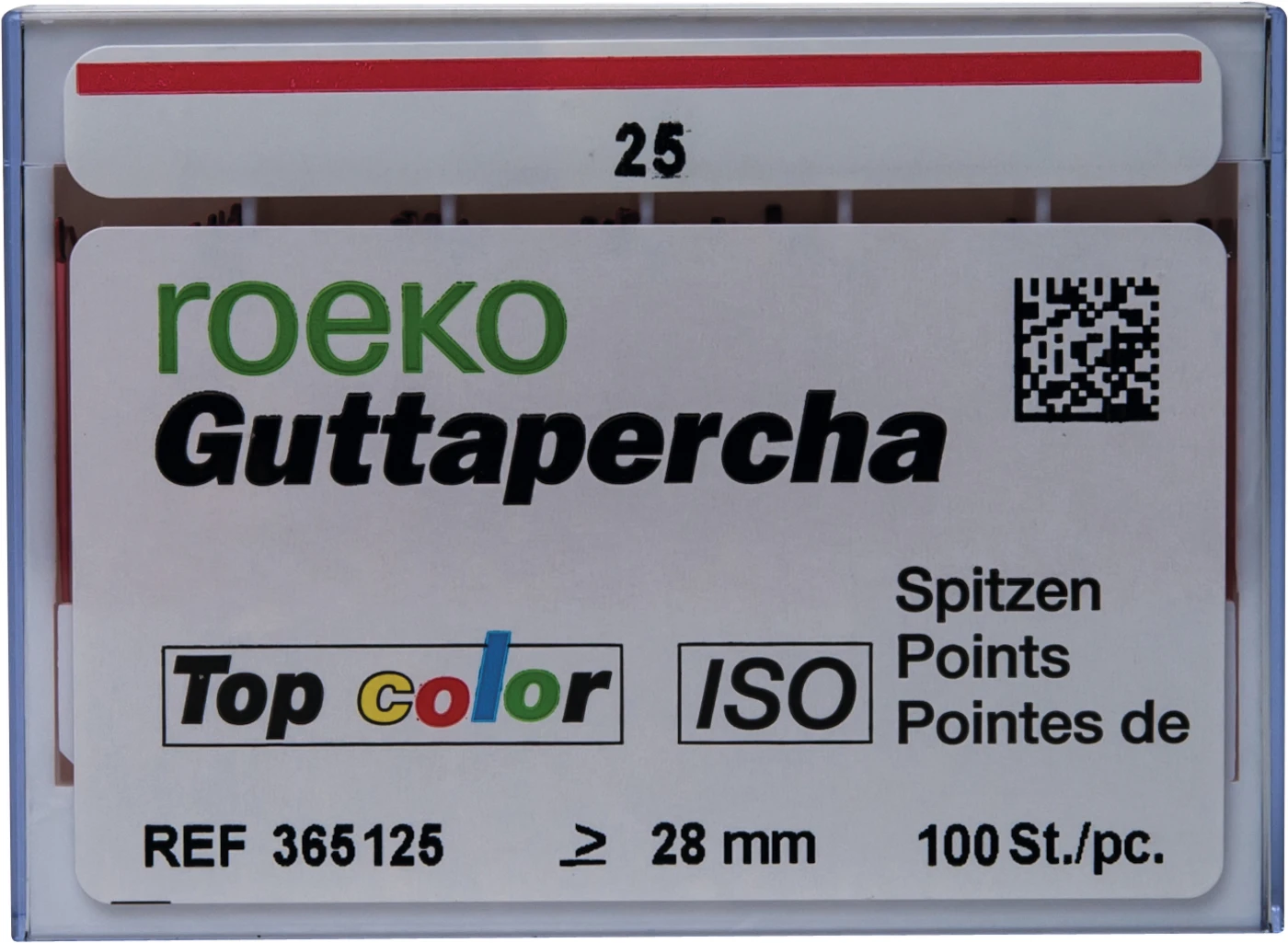 roeko Guttapercha Spitzen Top color Packung 100 Stück ISO 025