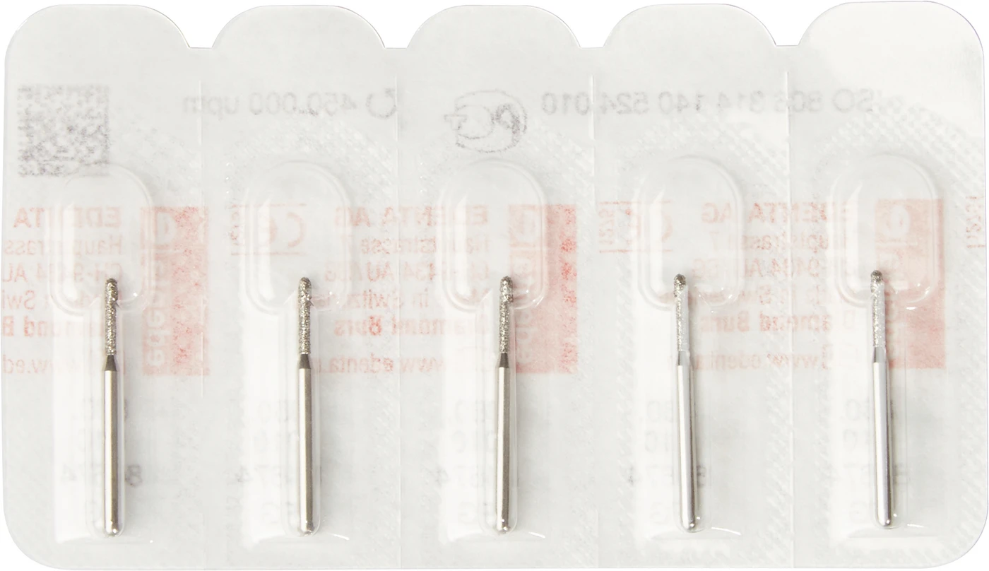 Diamanten 880 Packung 5 Stück Standard, FG, Figur 140 Zylinder rund, 6 mm, ISO 010