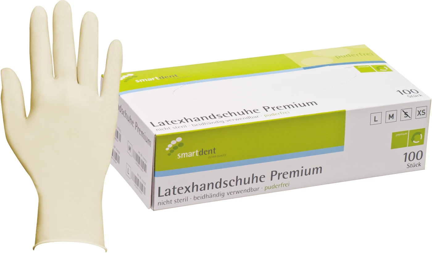 smart Latexhandschuhe Premium PF Packung 100 Stück puderfrei, S