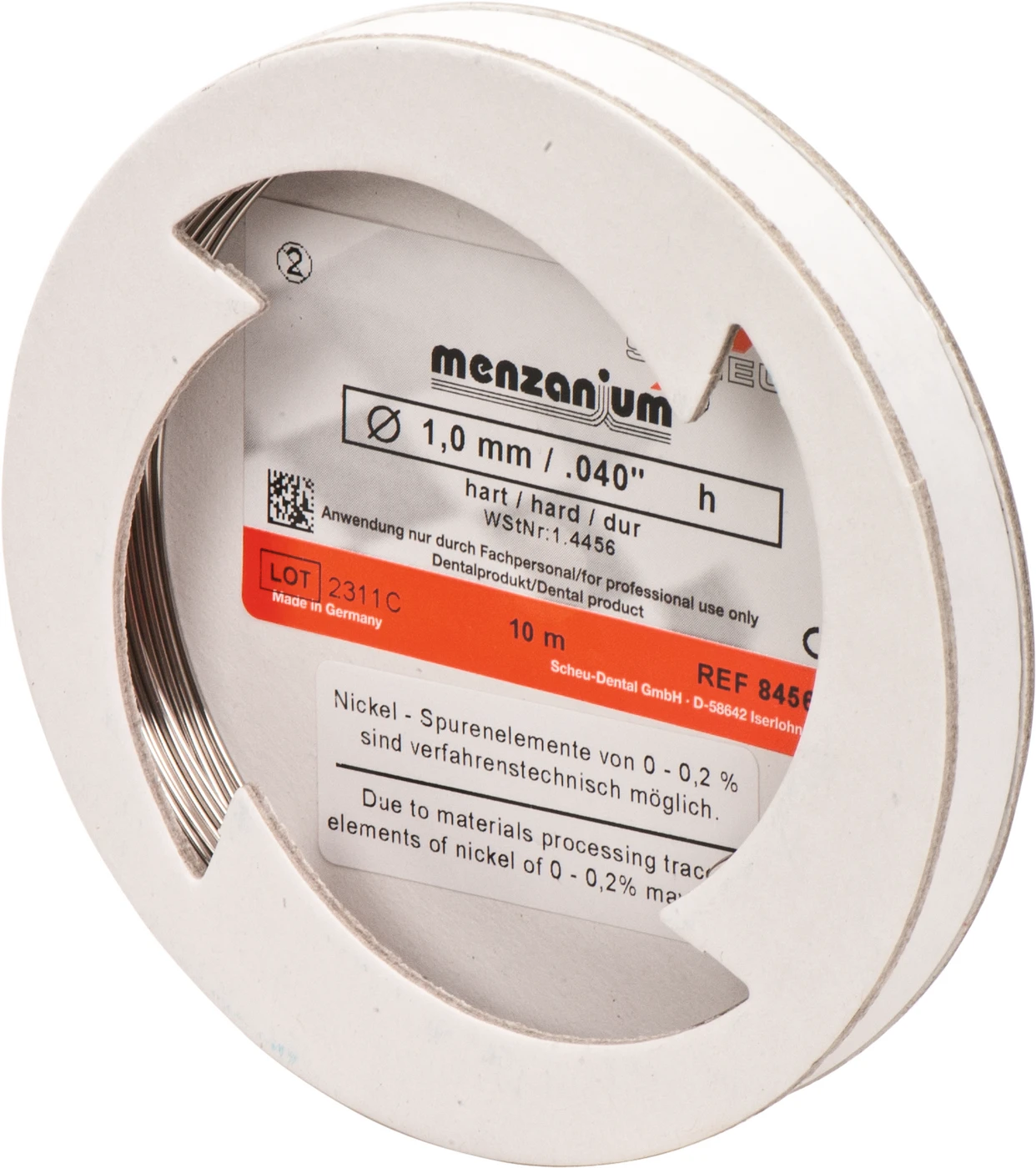 MENZANIUM® Spulendraht Laborrolle 10 m hart = 1.400-1.600 N/qmm, 1 mm