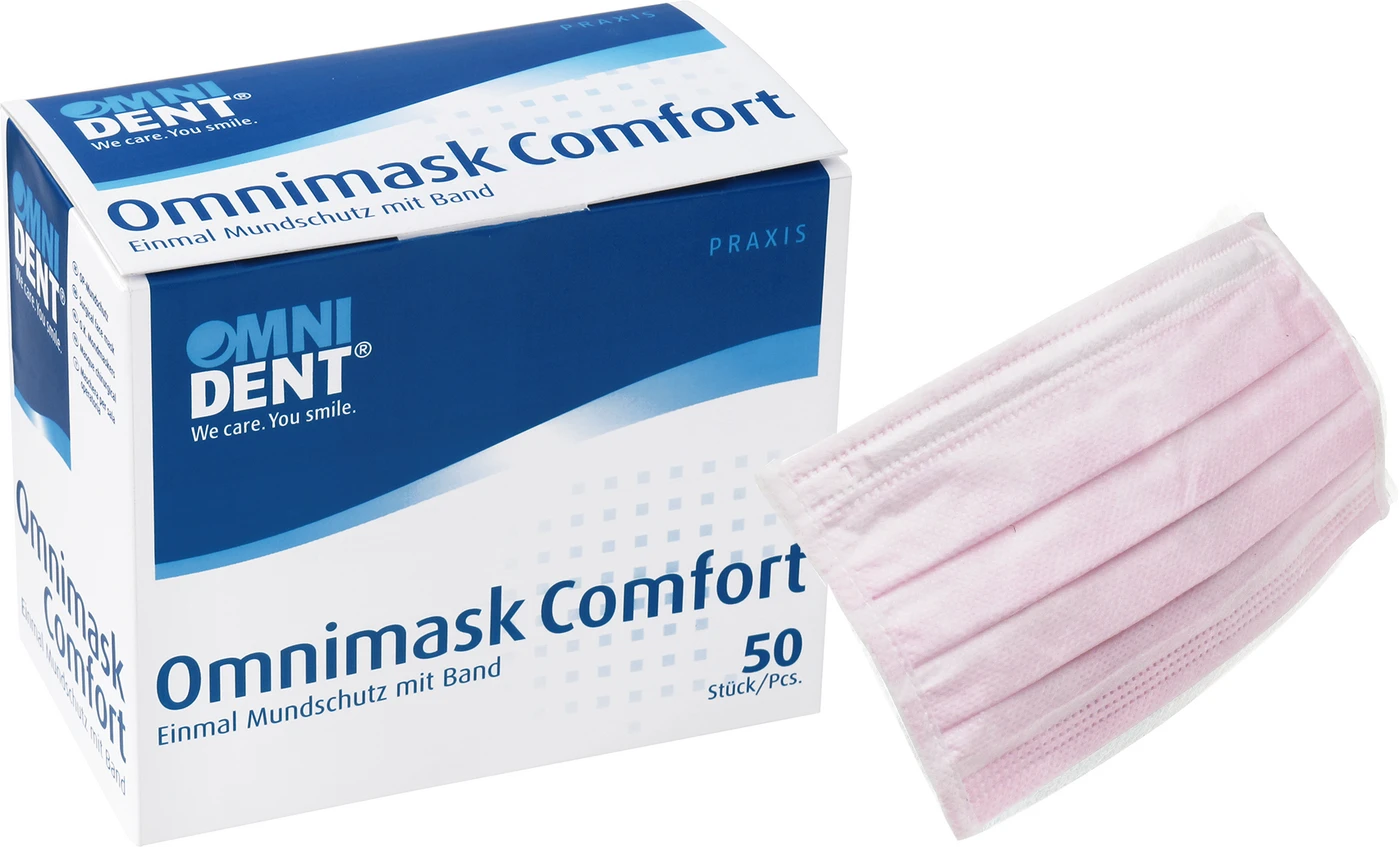 Omnimask Comfort Packung 50 Stück rosa mit Band