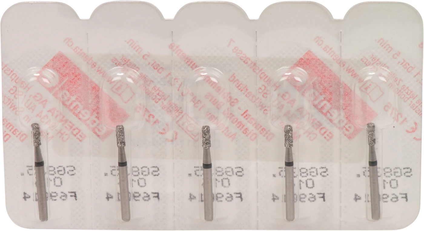 Omni Diamanten 835 Packung 5 Stück schwarz supergrob, FG, Figur 108 Zylinder flach, 4 mm, ISO 014