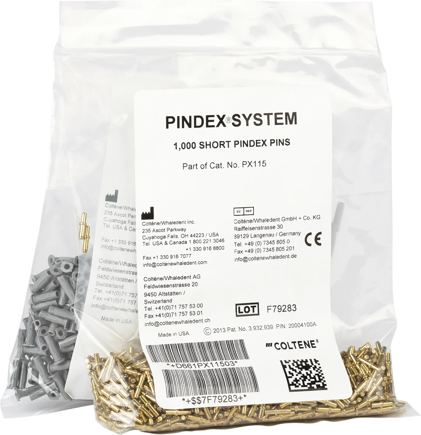 Pindex®-Pins Packung 1.000 Messing-Pins mit Kunststoffhülse 10 mm, kurz