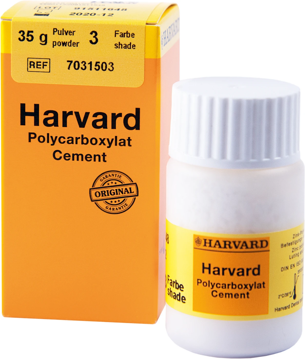 Harvard Polycarboxylat Cement Pulver Packung 35 g Pulver 3 - weißlichgelb