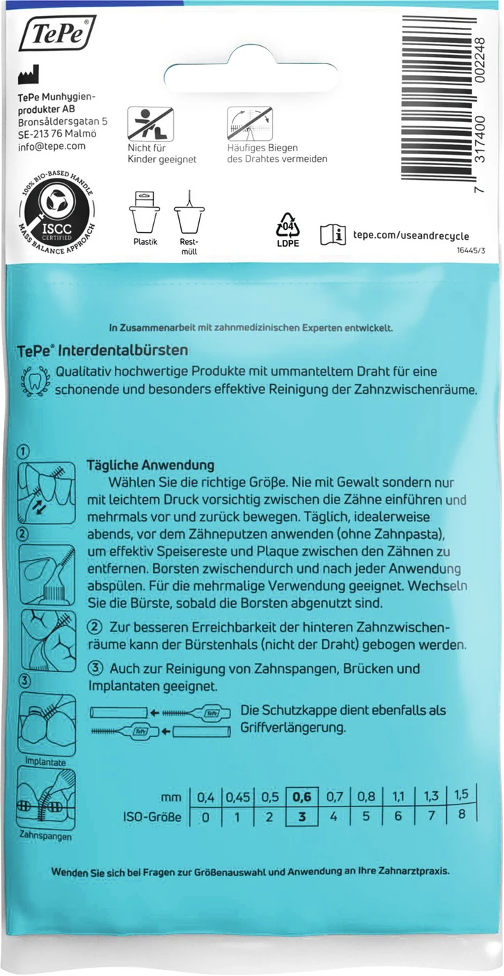 TePe® Interdentalbürsten Original Packung 8 Stück blau, Ø 0,6 mm