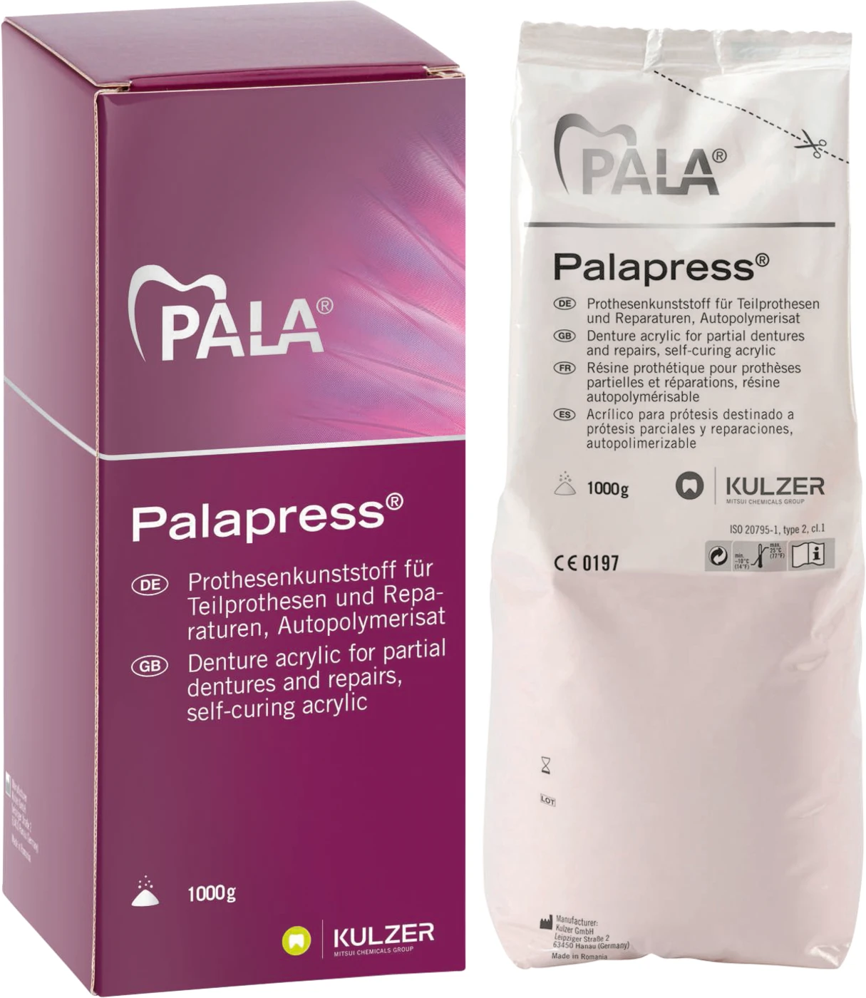 Palapress® Beutel 1 kg Pulver rosa geadert