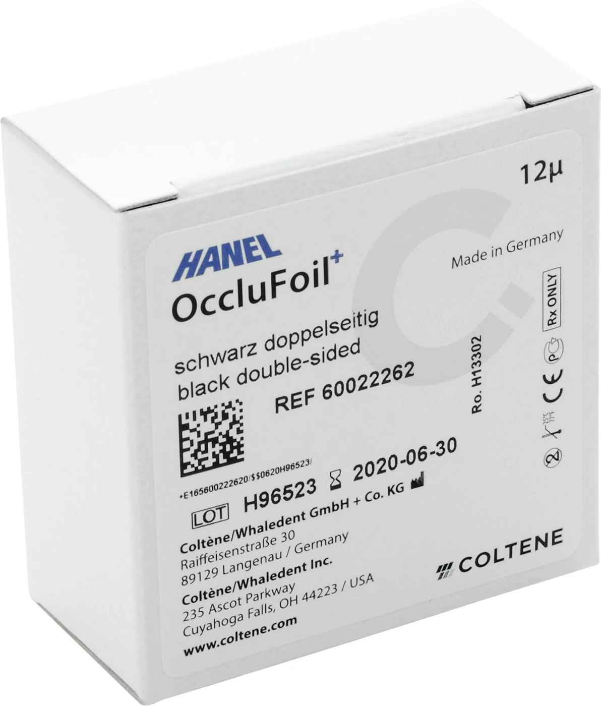 HANEL OccluFoil+, doppelseitig 12µ Rolle 25 m schwarz, 22 mm breit, PET HANEL OccluFoil+, doppelseitig 12µ Rolle 25 m schwarz, 22 mm breit, PET