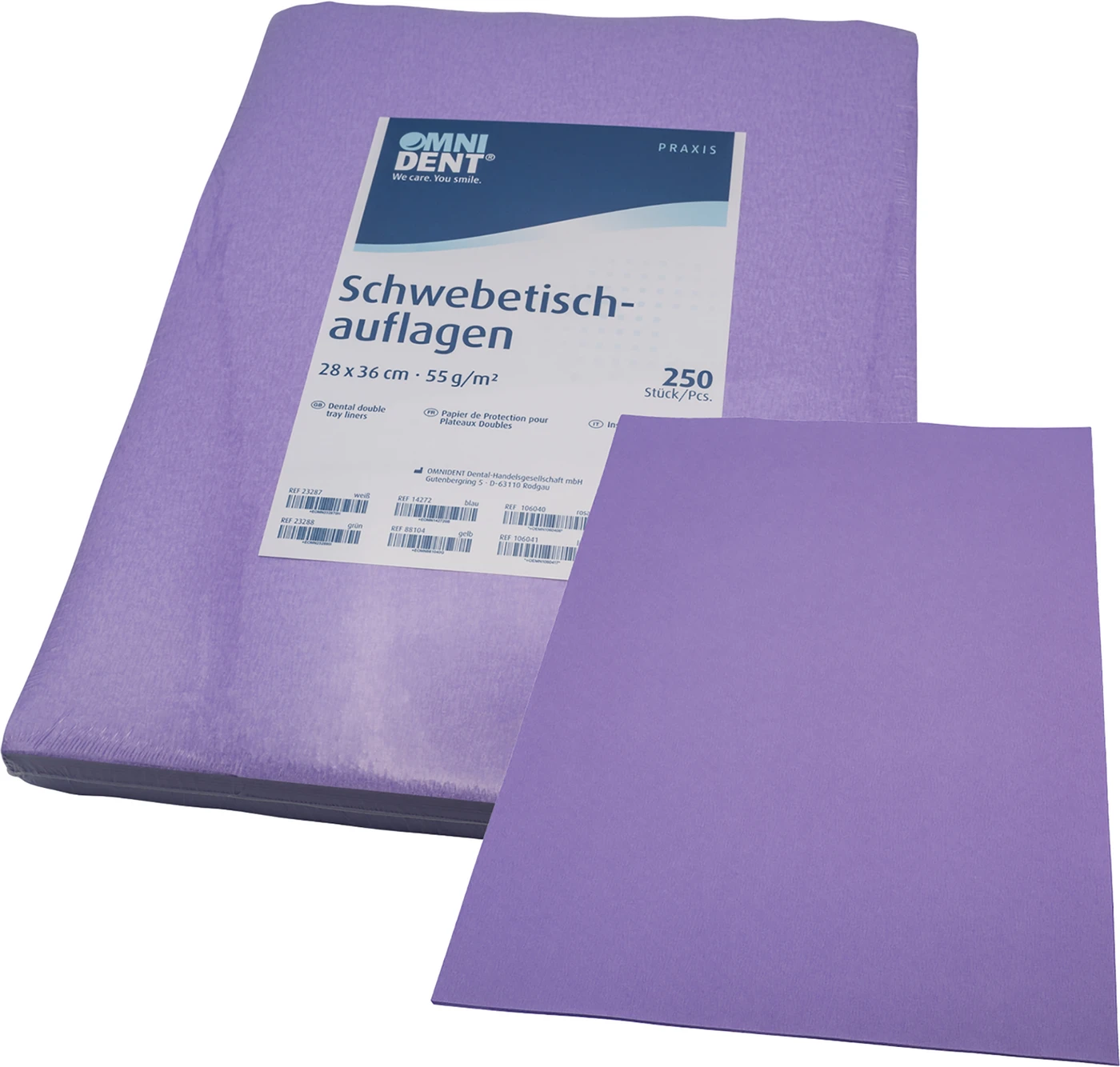 Schwebetischauflagen Packung 250 Stück 28 x 36 cm, lila