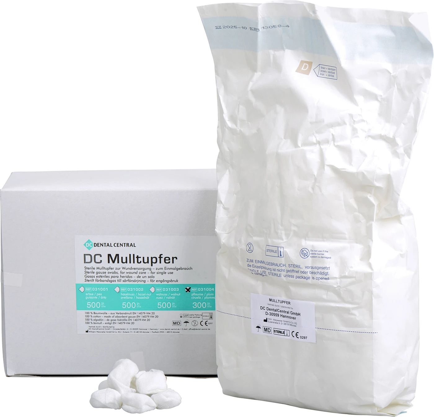 DC Mulltupfer Packung 300 Stück steril, Pflaume