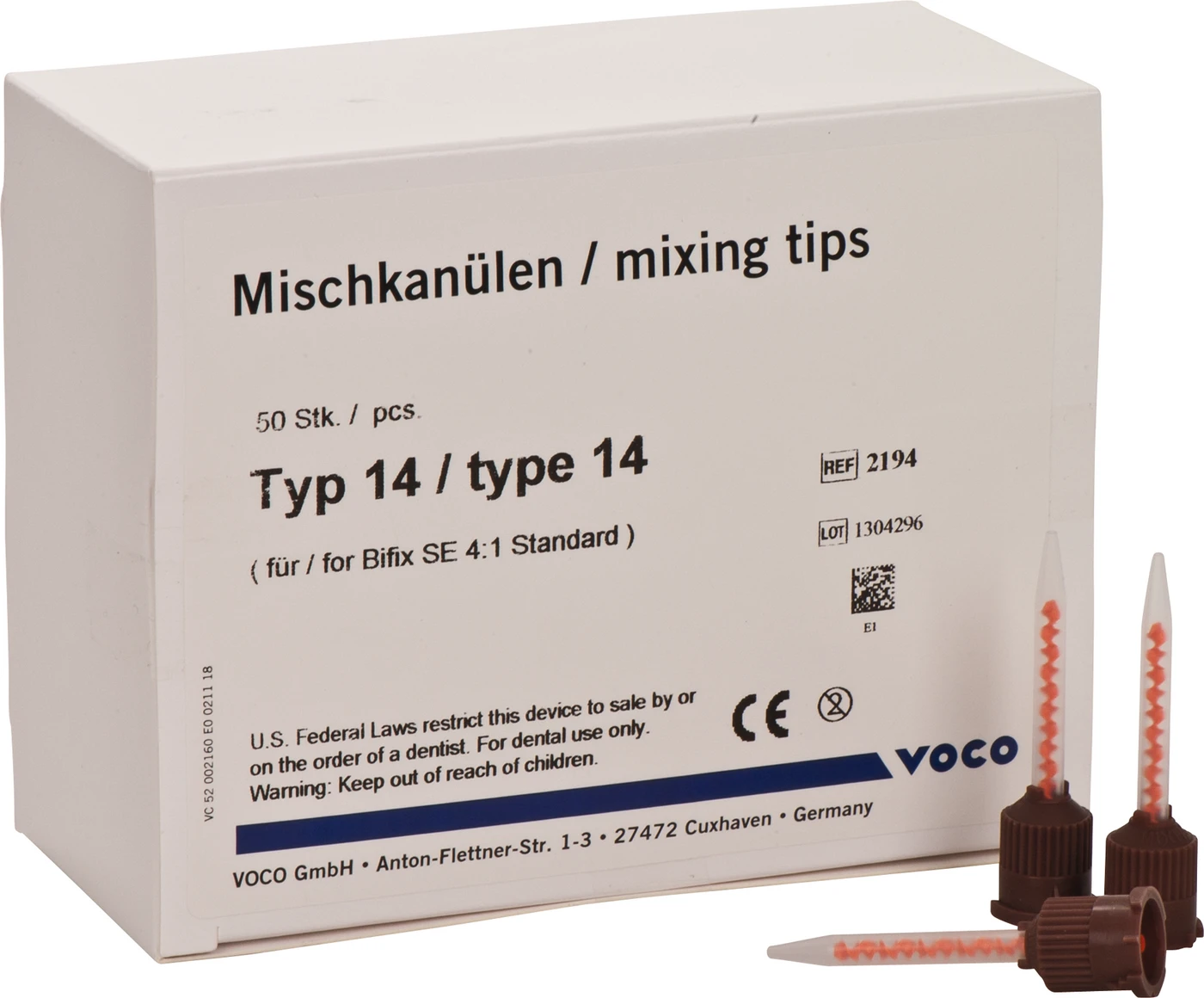 VOCO Mischkanülen Typ 14 Packung 50 Stück braun, Typ 14