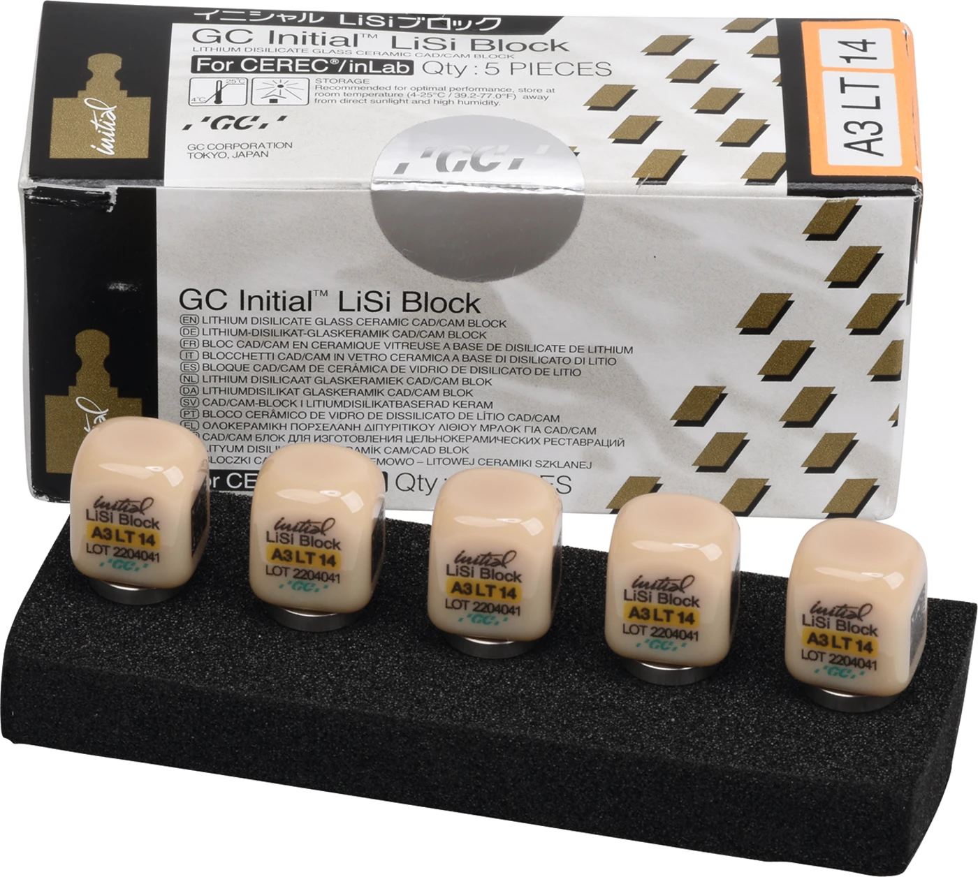 GC Initial™ LiSi Block für CEREC Packung 5 Stück Größe 14, A3 LT