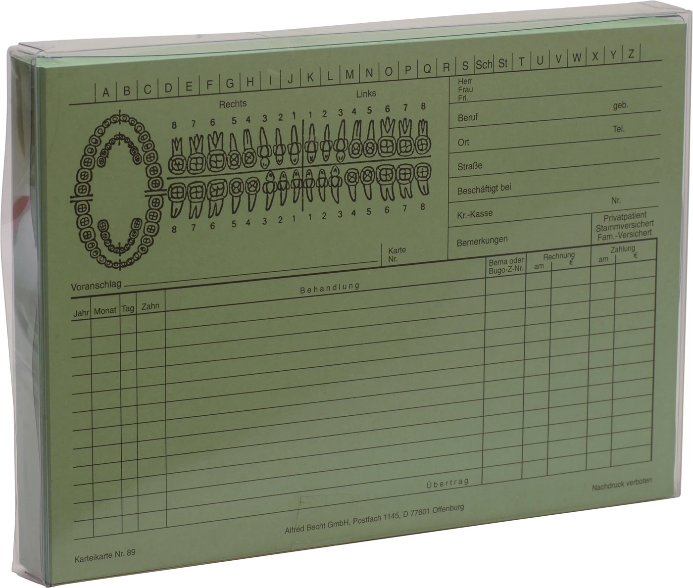 Karteikarten Packung 100 Stück grün
